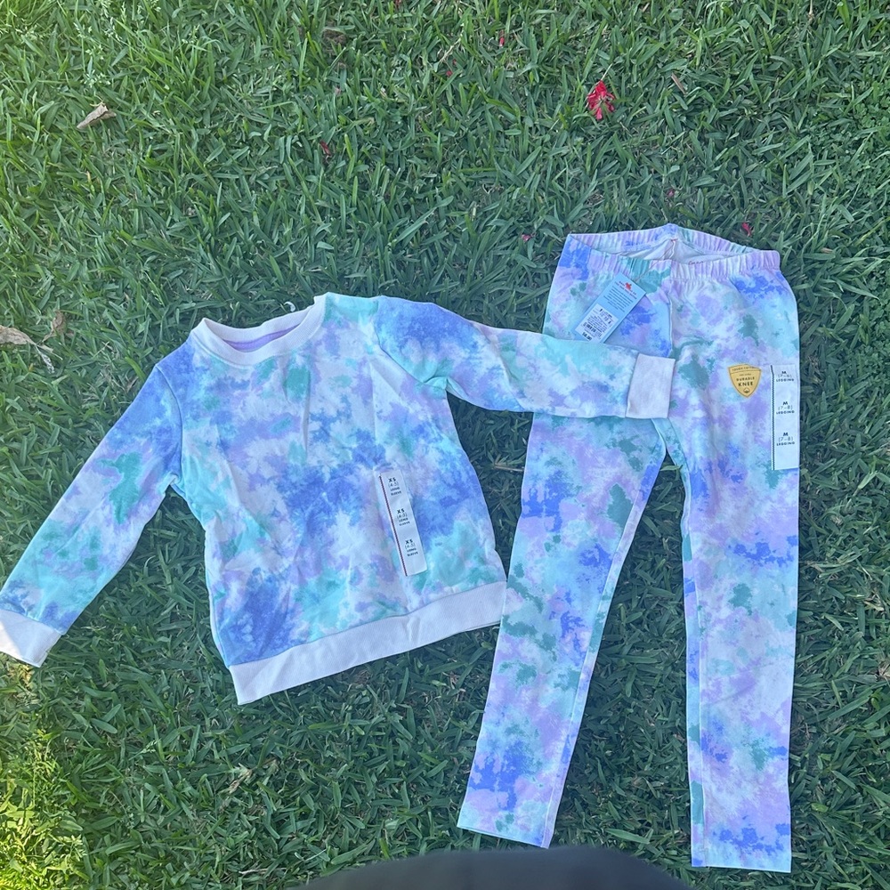 Cat & Jack Blue and Purple Tie-Dye Leggings Set